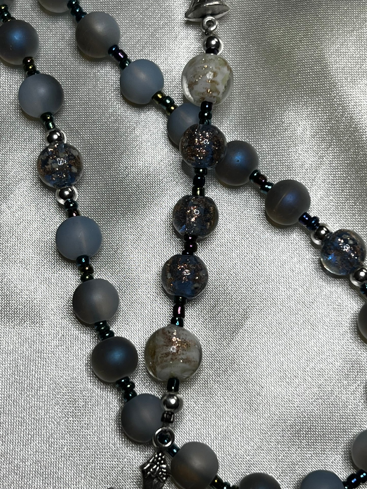 Blue Aurora Silver Rosary